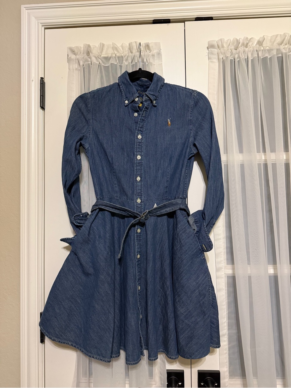 Ralph Lauren Indigo Denim Shirt Dress with Tie Waist